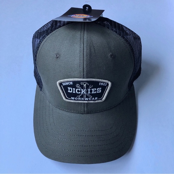 NEW DICKIES Hat Workwear Patch Canvas Trucker Cap Moss Green One Size Men’s - Picture 3 of 15
